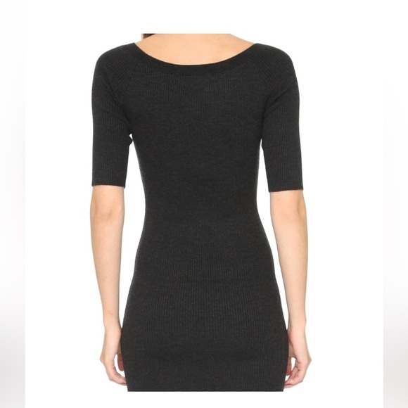 Theory Fillia Ribbed Elbow Sleeve Sweater Dress in Dark Charcoal Women's Size S - Picture 2 of 12